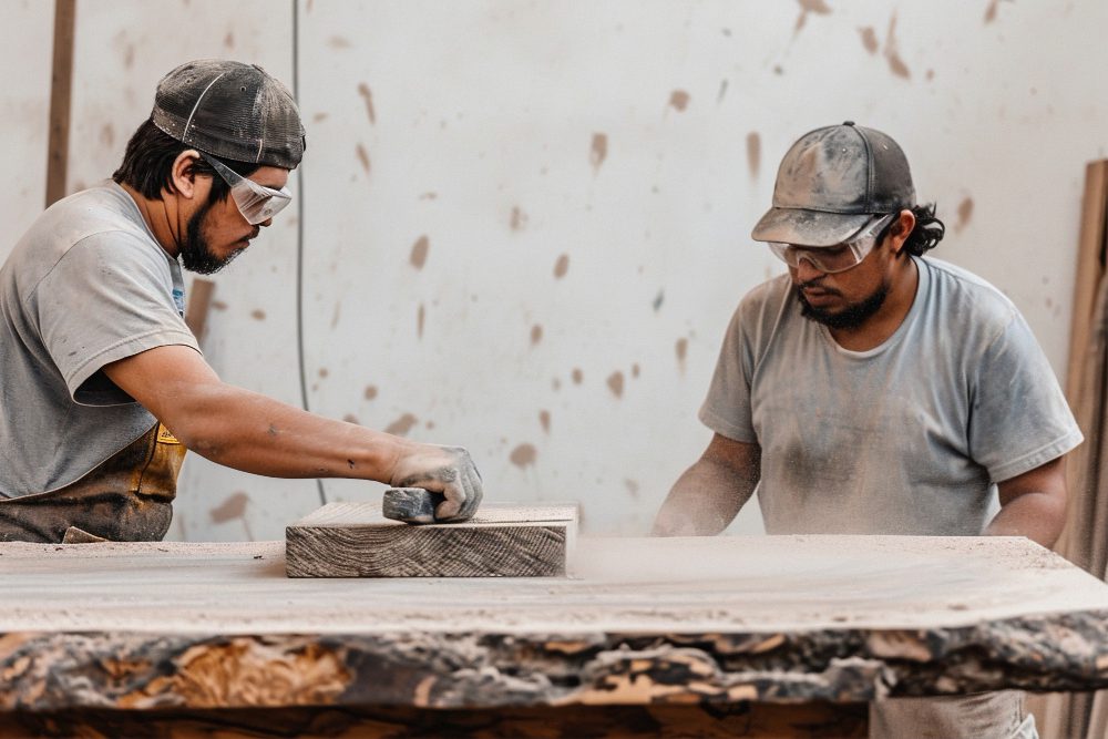 Person working in the wood working industry and factory Person working in the wood working industry and factory<br />